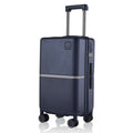 Hard-shell polycarbonate trolley suitcase, navy blue, with top handle and 4 spinner wheels