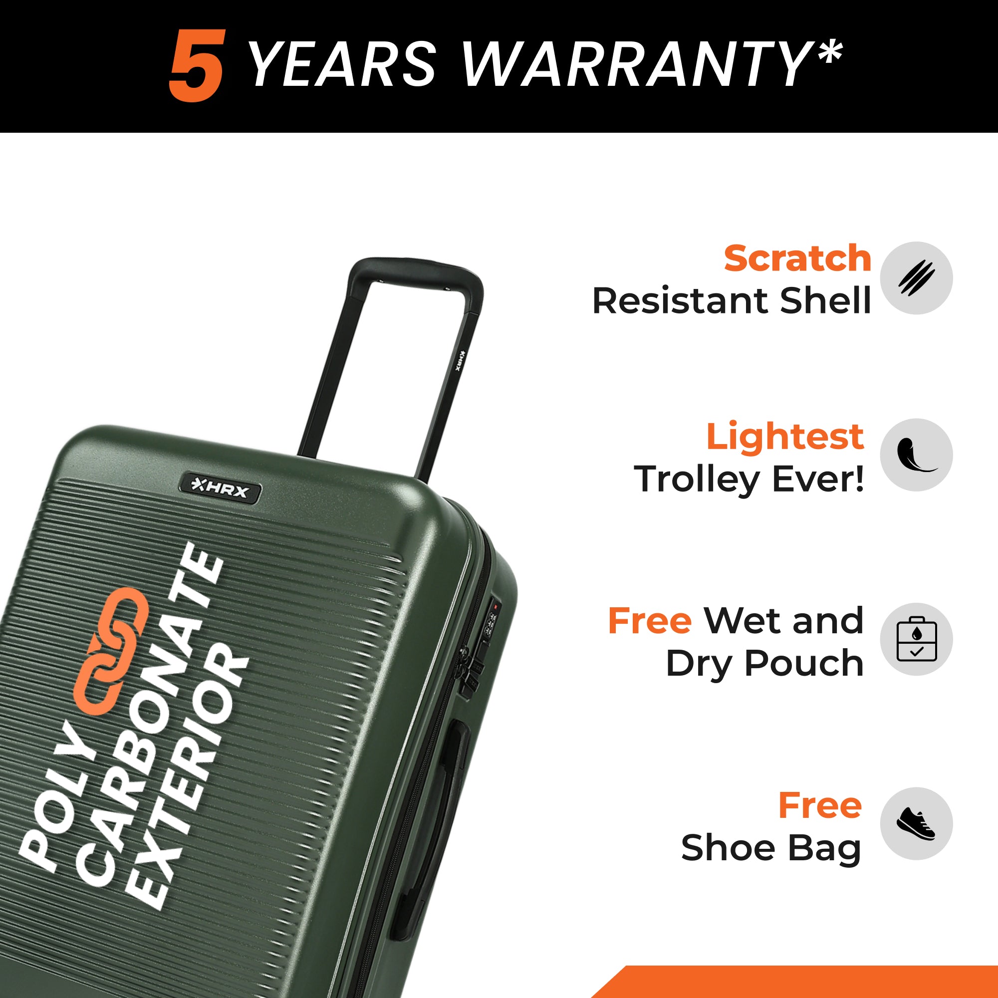 HRX by Hrithik Roshan Small Cabin Suitcase (56 cm) 8 Wheels - Grit