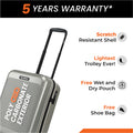 Silver hard-shell 8-wheel suitcase with extended handle and side vents