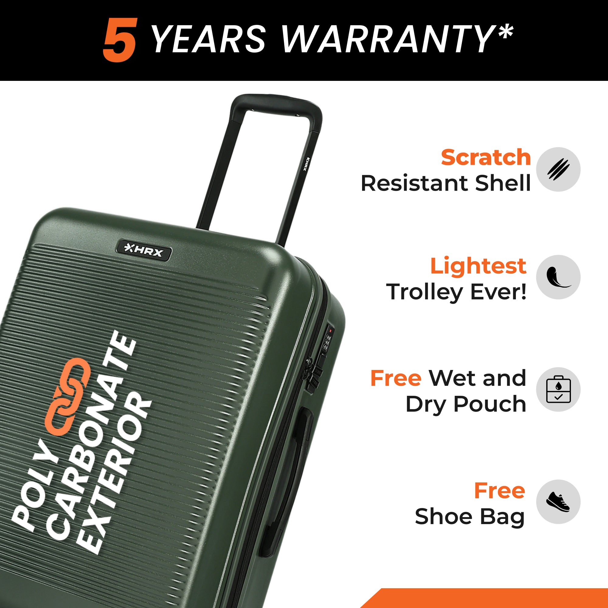 HRX by Hrithik Roshan Small Cabin Suitcase (56 cm) 8 Wheels - Grit
