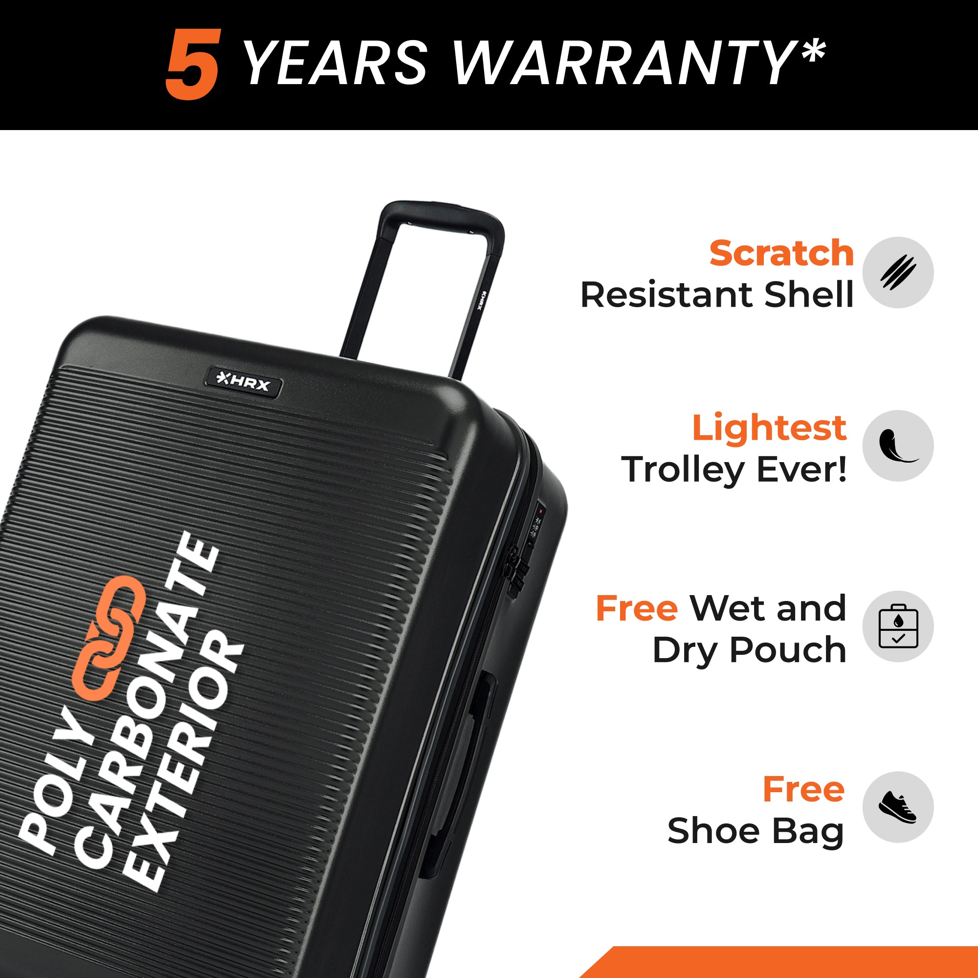 HRX by Hrithik Roshan Small Cabin Suitcase (56 cm) 8 Wheels - Grit