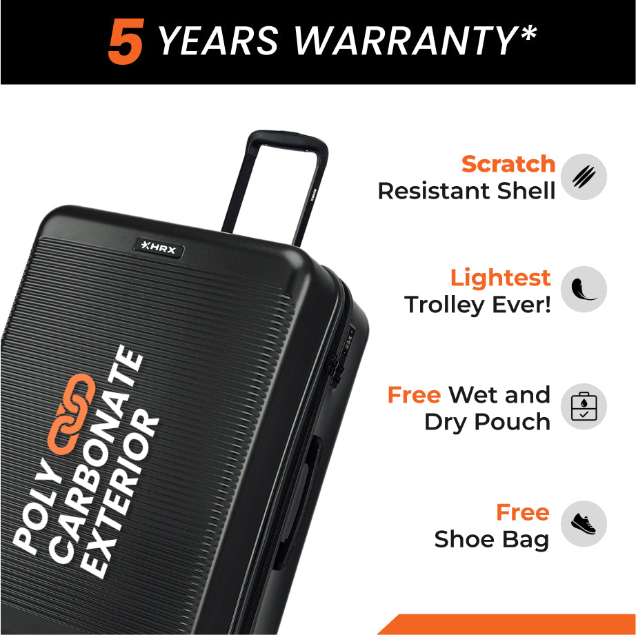 HRX by Hrithik Roshan Small Cabin Suitcase (56 cm) 8 Wheels - Grit