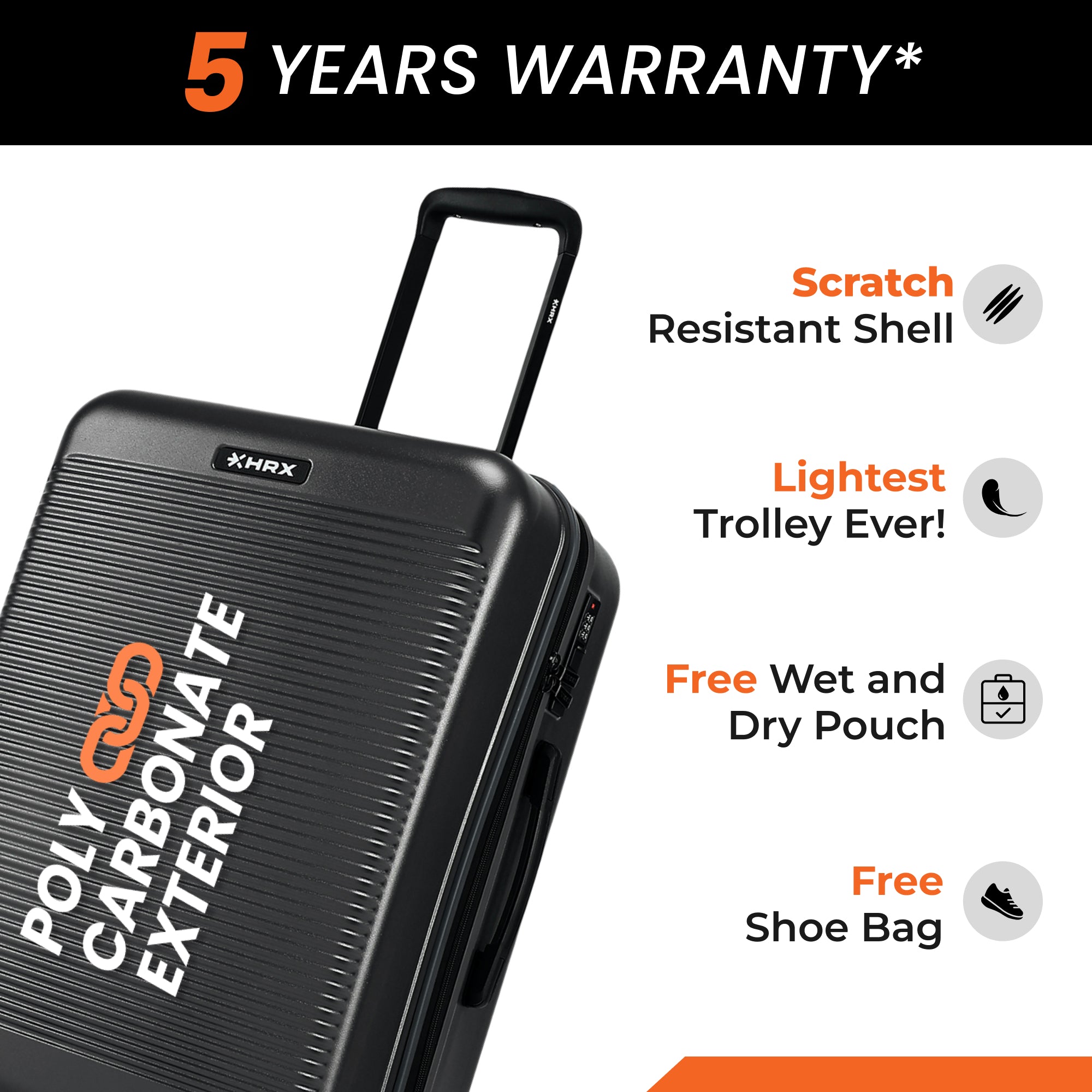 HRX by Hrithik Roshan Small Cabin Suitcase (56 cm) 8 Wheels - Grit