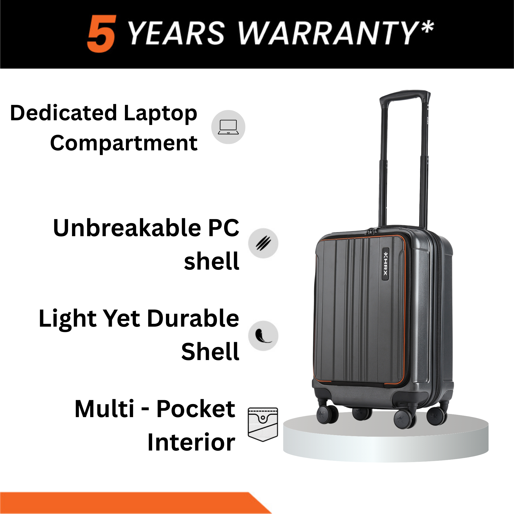 HRX Force Urban Trolley with Laptop Compartment