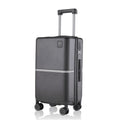 Hard-shell polycarbonate trolley suitcase, dark gray, with top handle and 4 spinner wheels