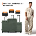 Medium check-in suitcase in dark green with 8 wheels and top handle