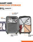 HRX by Hrithik Roshan Small Cabin Suitcase (56 cm) 8 Wheels - Grit