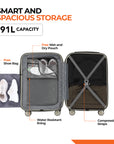 HRX by Hrithik Roshan Small Cabin Suitcase (56 cm) 8 Wheels - Grit