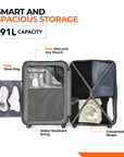 HRX by Hrithik Roshan Hard Body Set of 2 Luggage 8 Wheels - Grit