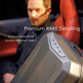 Dark gray hard shell trolley suitcase with carbon fiber finish and textured panel