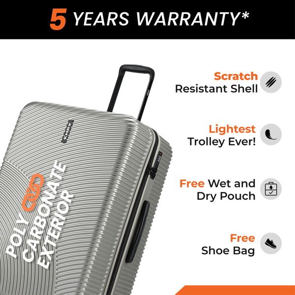 HRX by Hrithik Roshan Hard Body Set of 3 Luggage 8 Wheels - Glide