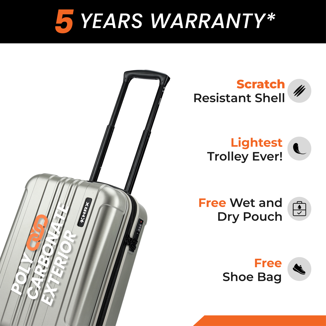 HRX by Hrithik Roshan Small Cabin Suitcase (56 cm) 8 Wheels - Force