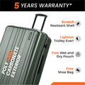 Dark green small cabin suitcase with scratch-resistant hard shell, telescopic handle and wheels