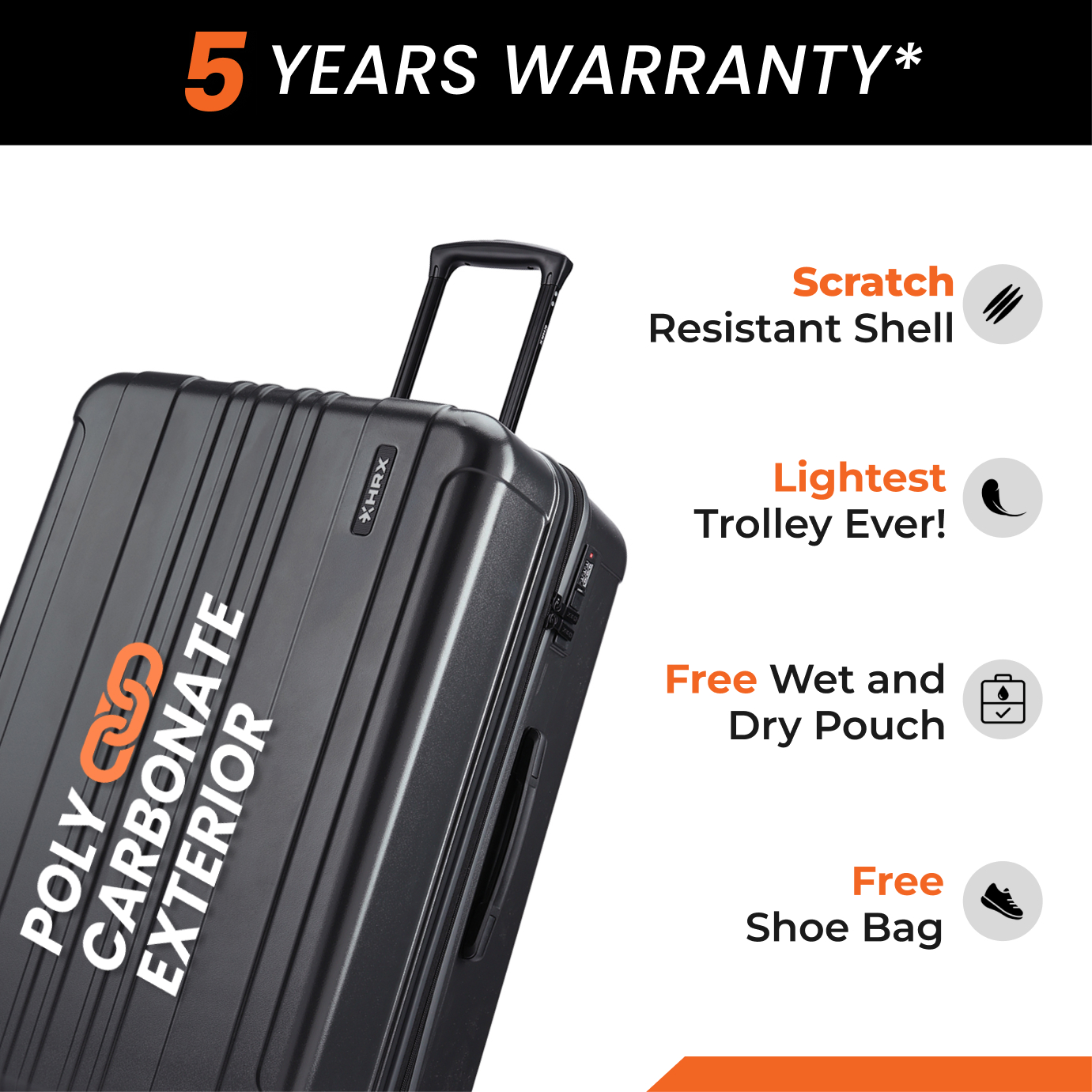 HRX by Hrithik Roshan Large Check-in Suitcase (75 cm) 8 Wheels - Force