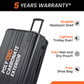 Charcoal grey hard-shell suitcase with textured ribbing and top carry handle.