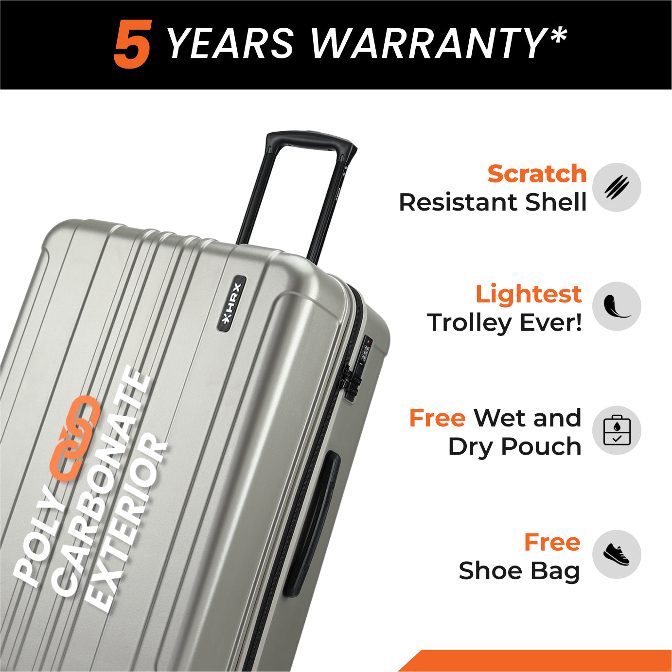 HRX by Hrithik Roshan  Small Cabin Suitcase (56 cm) 8 Wheels - Force