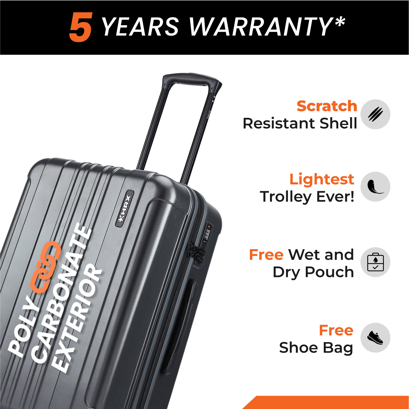 HRX by Hrithik Roshan  Small Cabin Suitcase (56 cm) 8 Wheels - Force