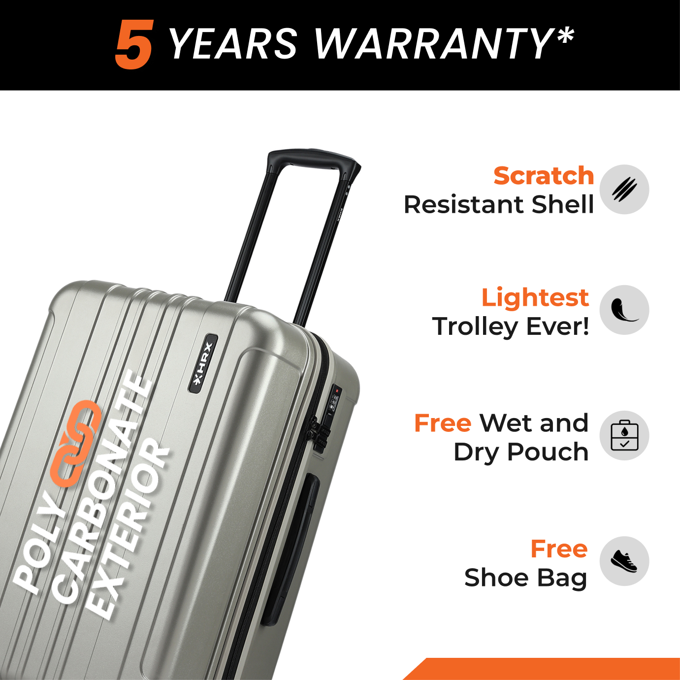 HRX by Hrithik Roshan Medium Check-in Suitcase (65 cm) 8 Wheels - Force