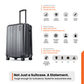 Charcoal grey small cabin suitcase with 8 wheels, telescopic handle, ribbed shell.