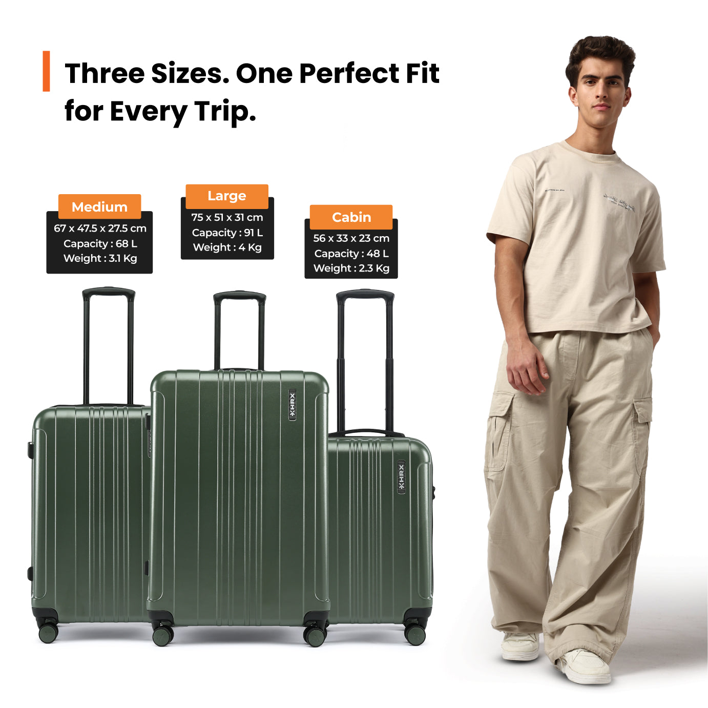 HRX by Hrithik Roshan  Small Cabin Suitcase (56 cm) 8 Wheels - Force