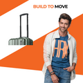 Green hard-shell cabin suitcase with telescopic handle and rolling wheels