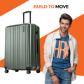 Dark green hard-shell suitcase with telescopic handle and 8 spinner wheels