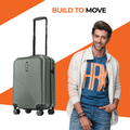 Dark green ribbed cabin suitcase with telescopic handle and corner protection feet