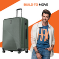 Dark green hard-shell suitcase with textured ridges and upright handle