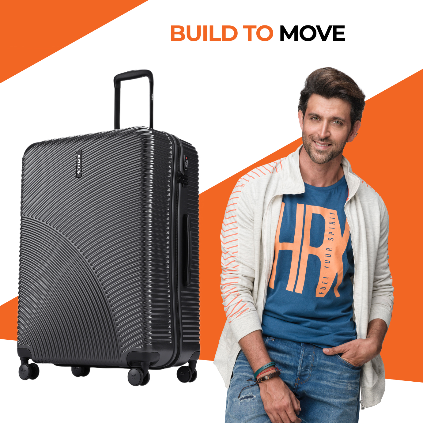HRX by Hrithik Roshan Hard Body Set of 2 Luggage 8 Wheels - Glide