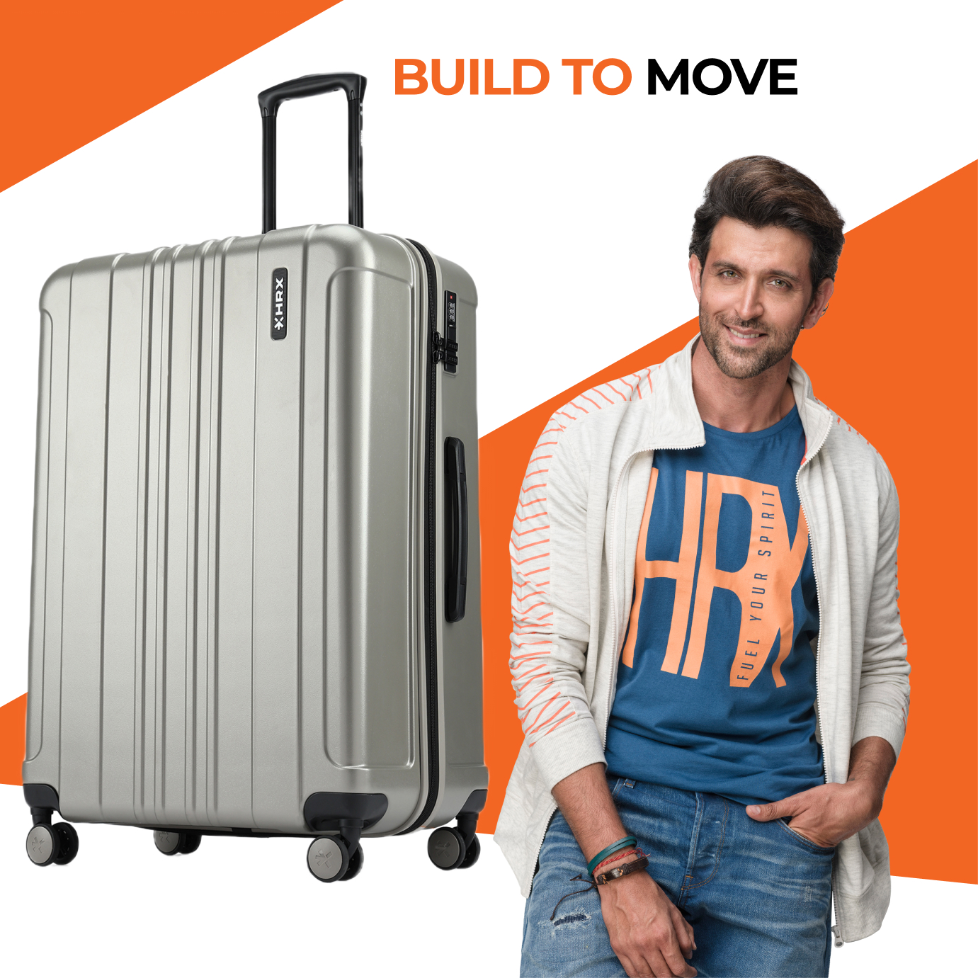 HRX by Hrithik Roshan Hard Body Set of 3 Luggage 8 Wheels - Force