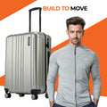 Hard body luggage set, light silver with 8 wheels, single suitcase front view