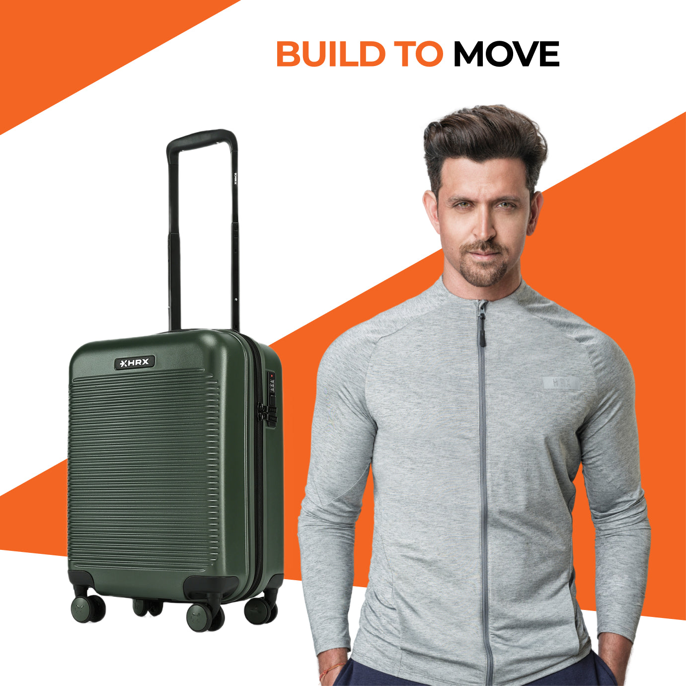 HRX by Hrithik Roshan Small Cabin Suitcase (56 cm) 8 Wheels - Grit