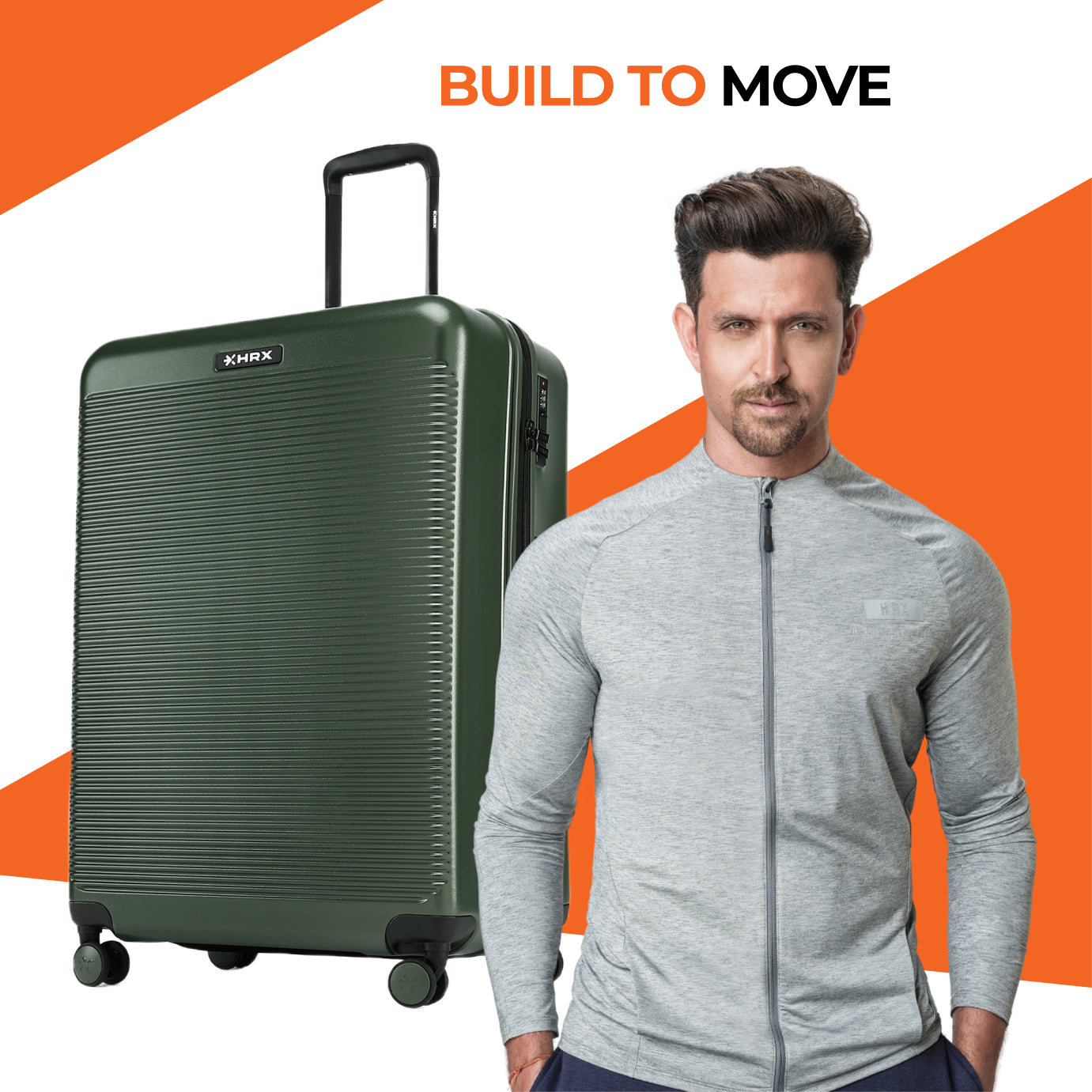 HRX by Hrithik Roshan Hard Body Set of 2 Luggage 8 Wheels - Grit