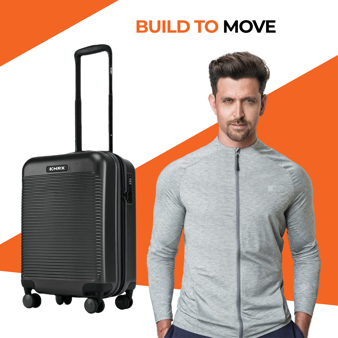 HRX by Hrithik Roshan Small Cabin Suitcase (56 cm) 8 Wheels - Grit