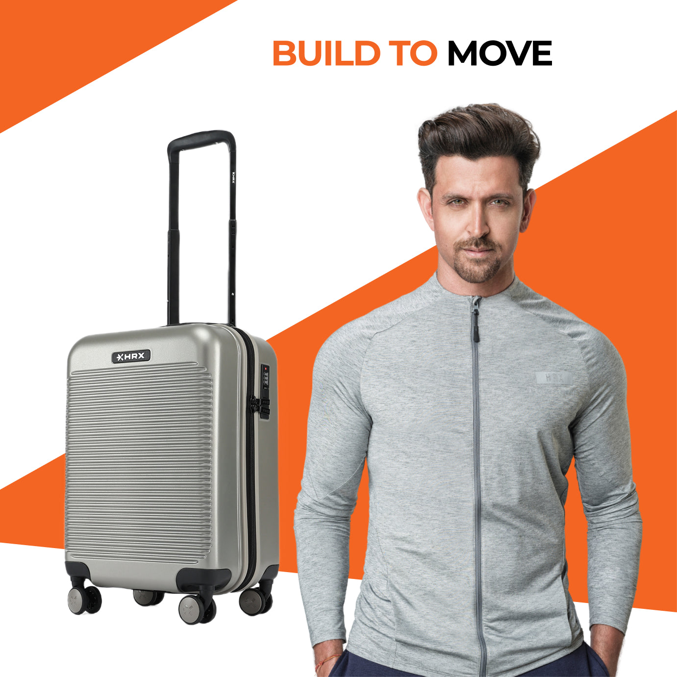 HRX by Hrithik Roshan Small Cabin Suitcase (56 cm) 8 Wheels - Grit
