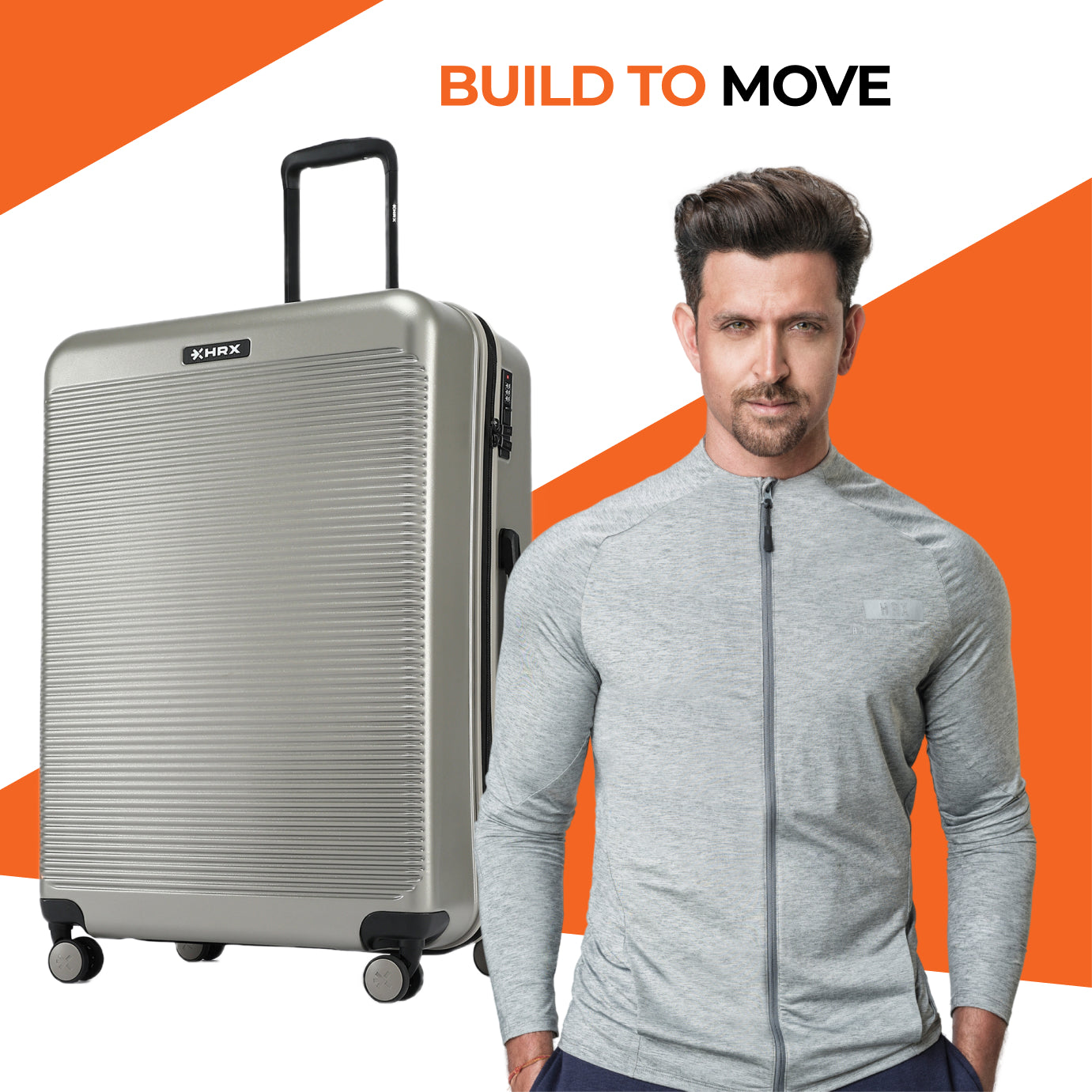 HRX by Hrithik Roshan Hard Body Set of 2 Luggage 8 Wheels - Grit