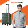 Small cabin suitcase in green with telescopic handle and 8 spinner wheels