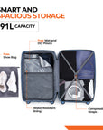 "HRX by Hrithik Roshan  Large Check-in Suitcase (75 cm) 8 Wheels - Kyoto