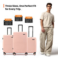 Peach cabin suitcase with extendable handle and multi-direction wheels