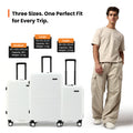 White cabin suitcase with extendable handle and multi-direction wheels