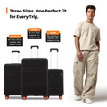 Set of small cabin suitcases: black and white hardshell with telescopic handles
