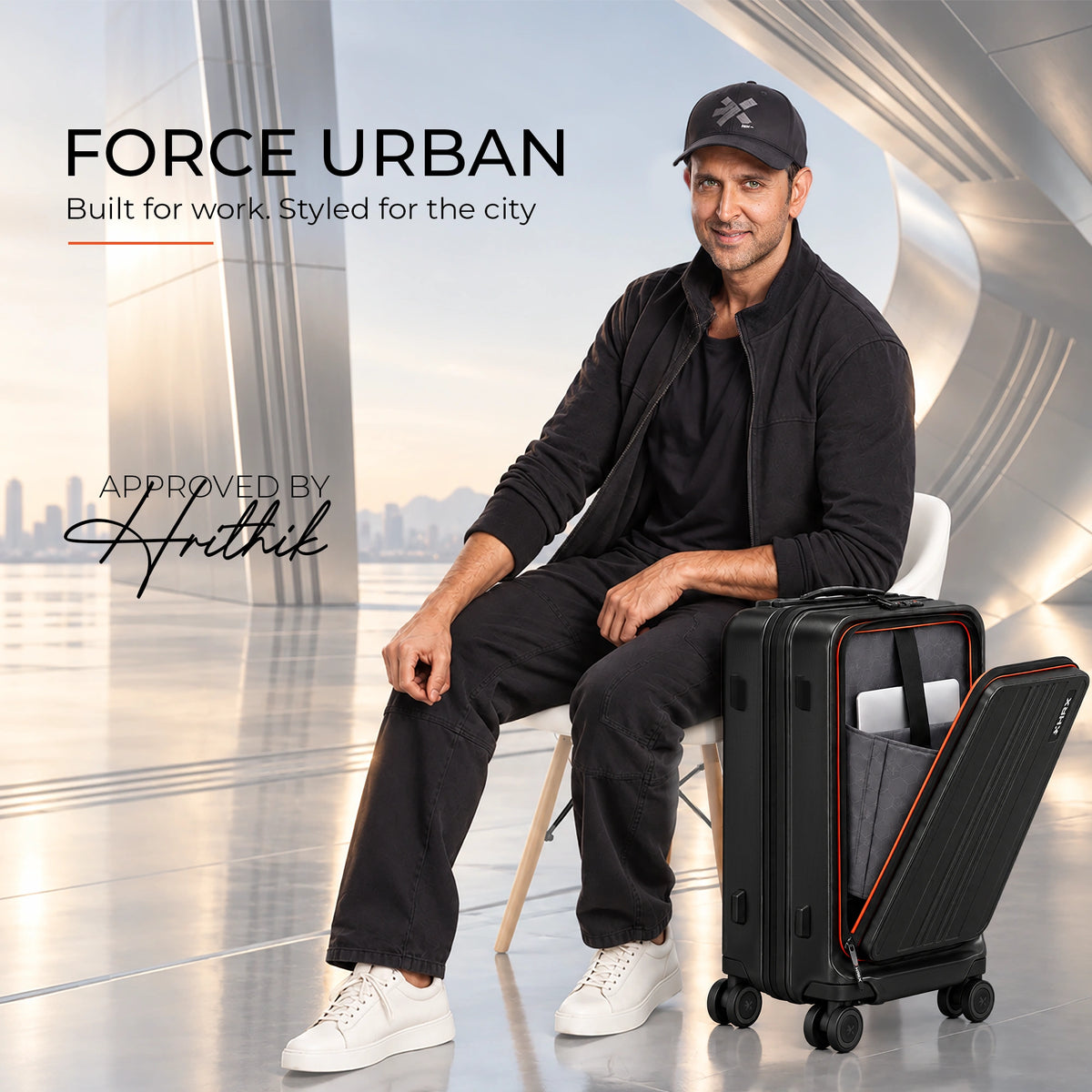 HRX Force Urban 2.0 Twill Trolley with Laptop Compartment - Silver