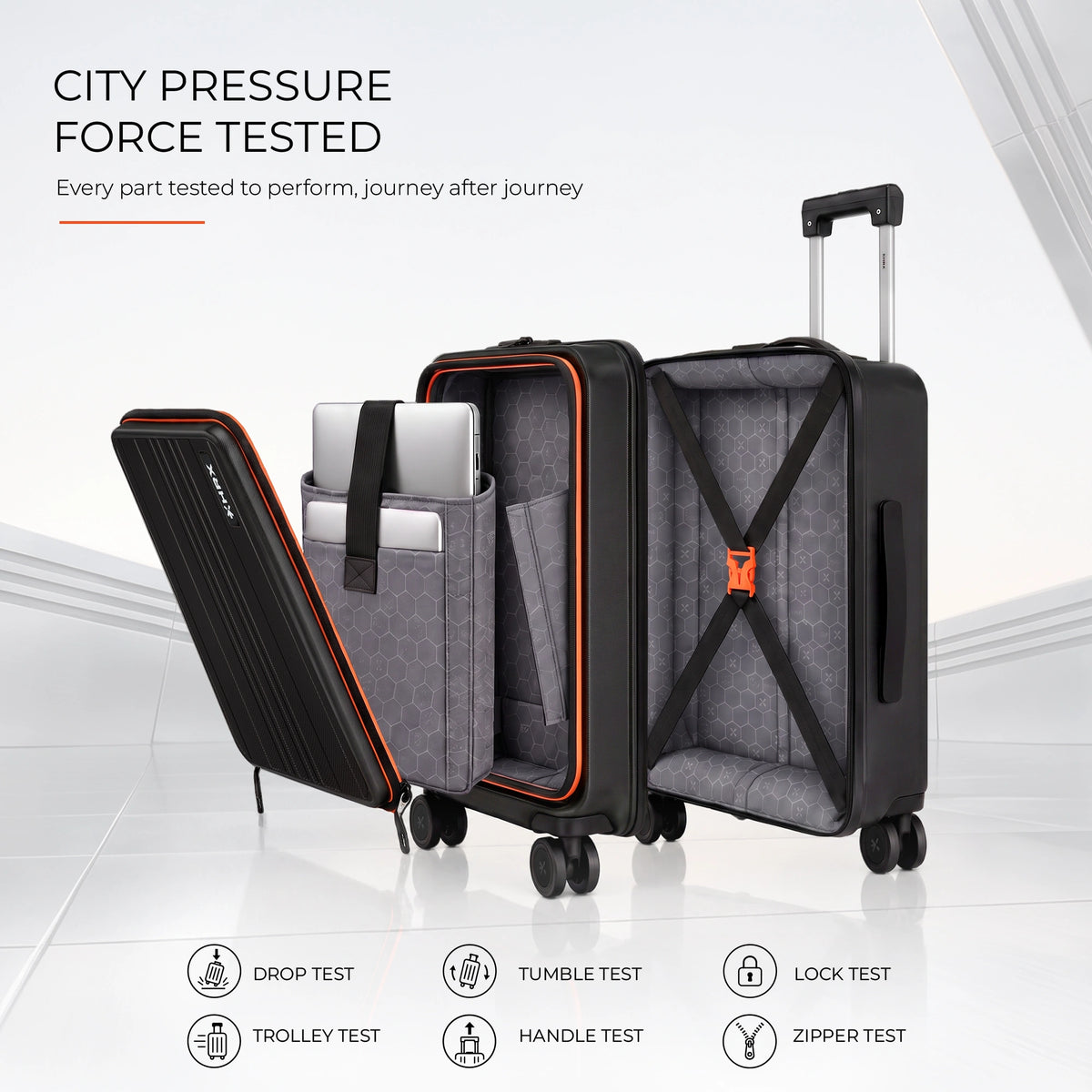 HRX Force Urban 2.0 Twill Trolley with Laptop Compartment - Silver