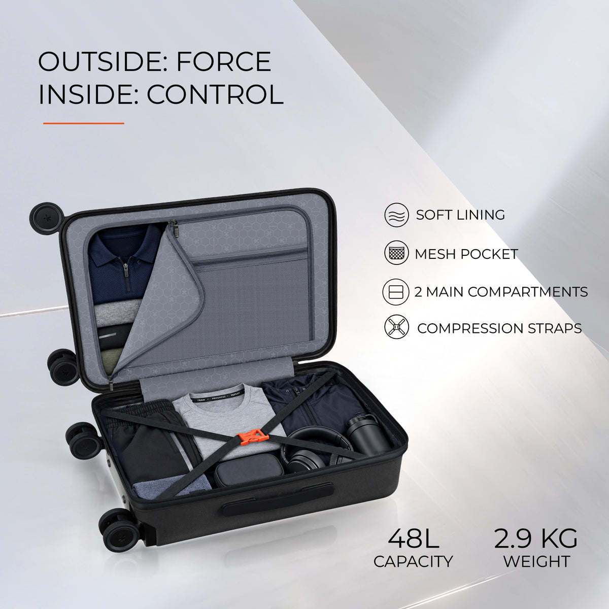 HRX Force Urban 2.0 Twill Trolley with Laptop Compartment - Silver