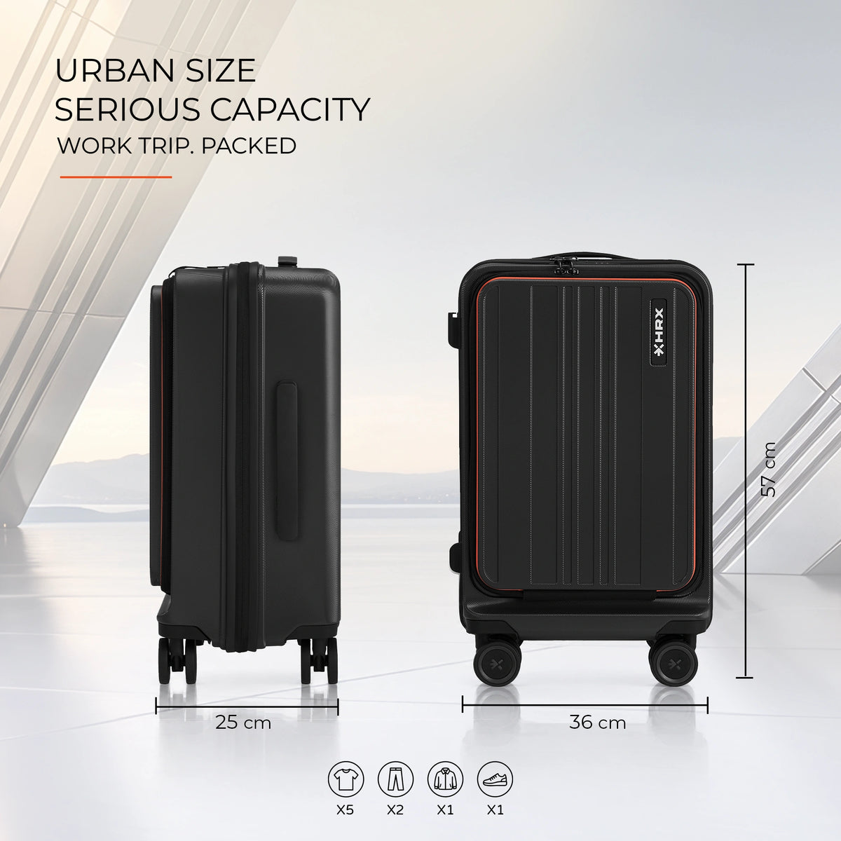 HRX Force Urban 2.0 Twill Trolley with Laptop Compartment - Silver