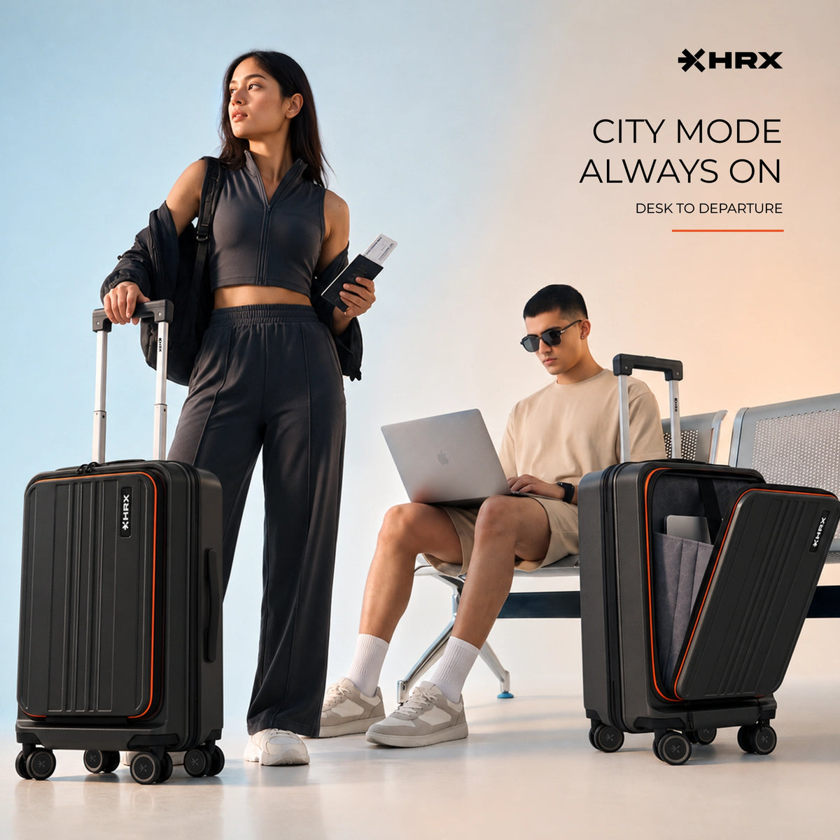 HRX Force Urban 2.0 Twill Trolley with Laptop Compartment - Silver