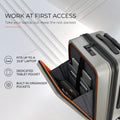 HRX laptop cabin trolley, silver shell with orange-trim organizer and padded laptop compartment