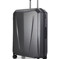 Dark grey hard-shell trolley suitcase front view with telescoping handle