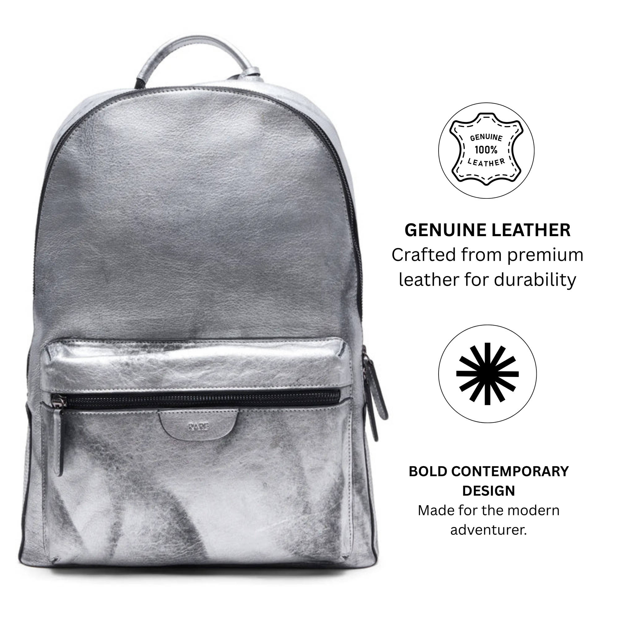 Rare Rabbit Arte (Leather) Backpack-One Size-Metalic Foil