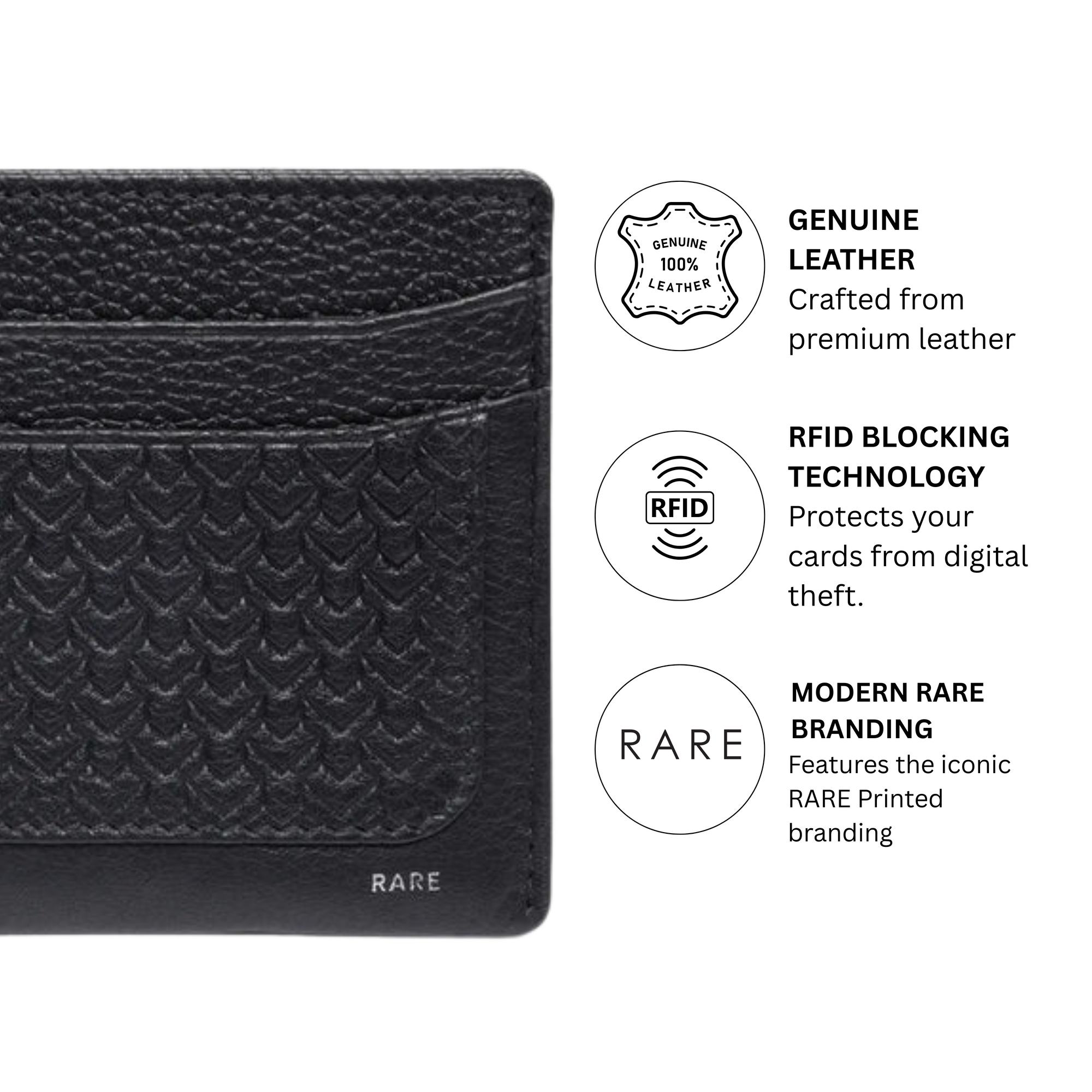 Rare Rabbit Lorent (Leather) Card Holder-Slim Fold-Black